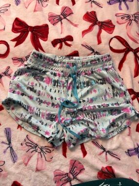 Girls' Tie-Dye Print Drawstring Shorts - Pink & Teal